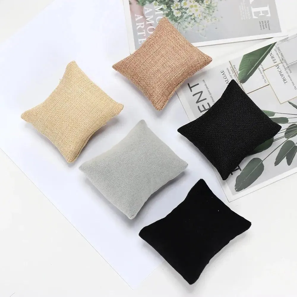 5 Colors Beige Black Grey Fabric Pillow For Watch Bangle Bracelet Display Holder Gift Jewelry Cushion DIY Accessories Wholesale