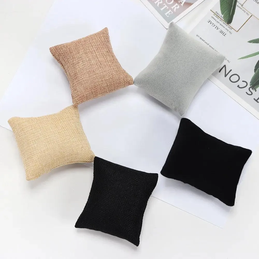 5 Colors Beige Black Grey Fabric Pillow For Watch Bangle Bracelet Display Holder Gift Jewelry Cushion DIY Accessories Wholesale