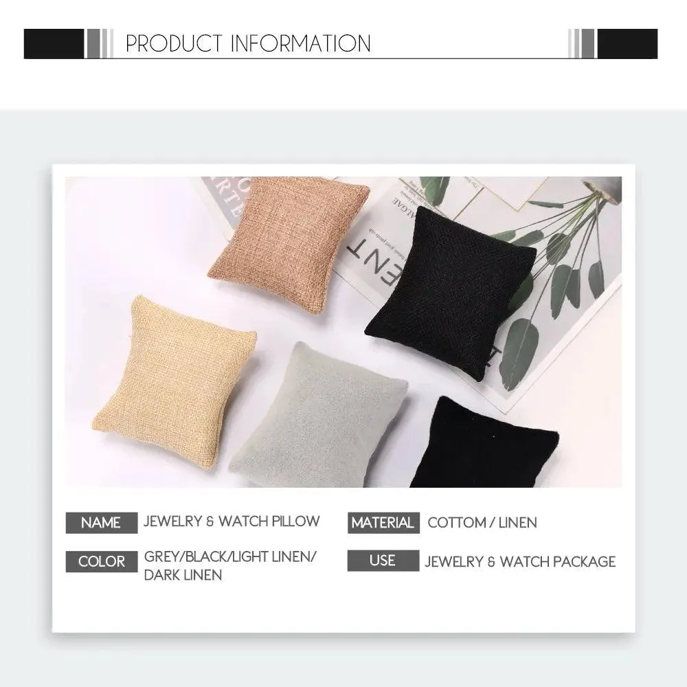 5 Colors Beige Black Grey Fabric Pillow For Watch Bangle Bracelet Display Holder Gift Jewelry Cushion DIY Accessories Wholesale