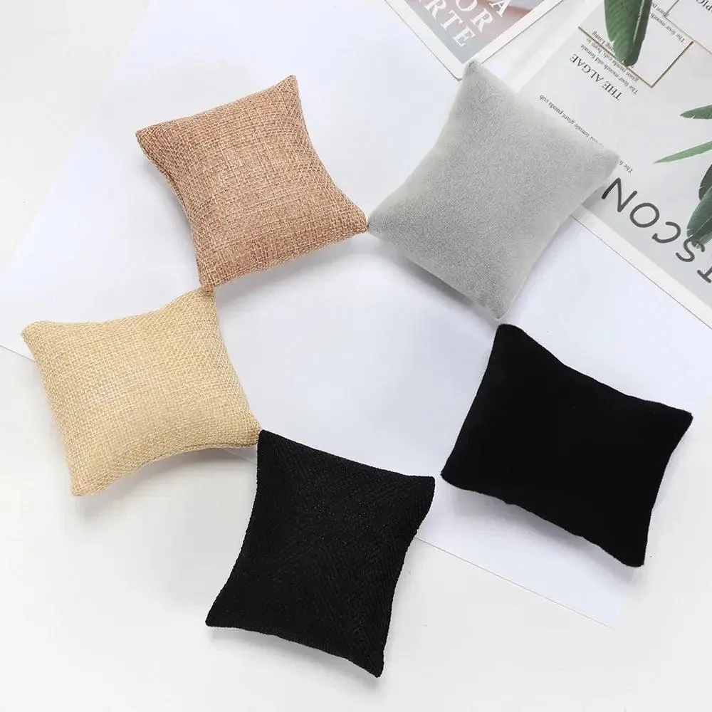 5 Colors Beige Black Grey Fabric Pillow For Watch Bangle Bracelet Display Holder Gift Jewelry Cushion DIY Accessories Wholesale
