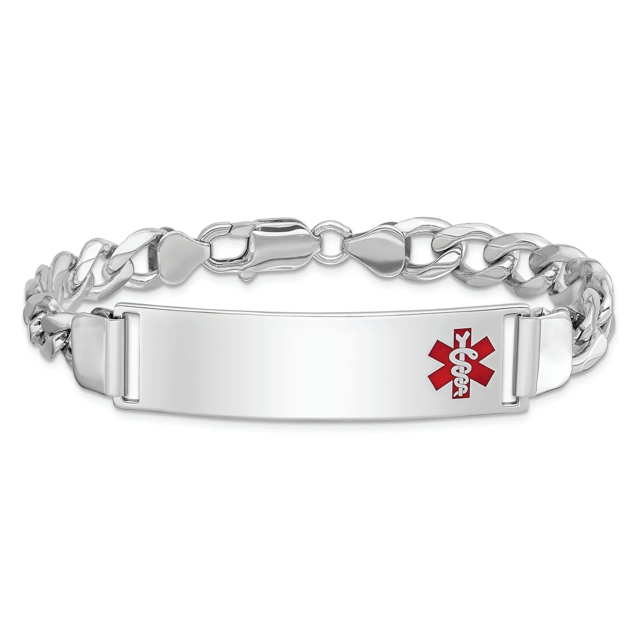 925 Silver Sterling 8mm Curb 6.5in to 8in Medical ID Alert Charm Bracelet
