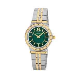 Aigner Tries Ladies Watch Stainless Steel / Gold Plated Case With Green Dial