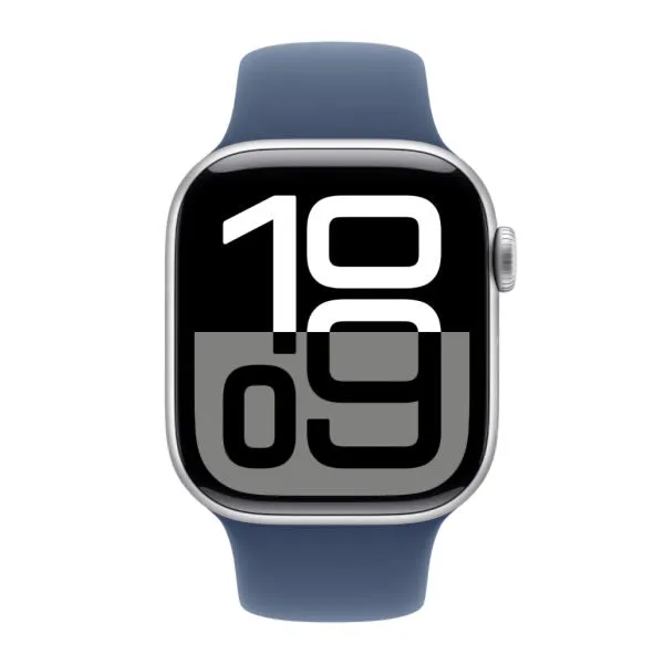 Apple Watch Series 10 GPS 46mm Silver Aluminium Case with Denim Sport Band - S/M