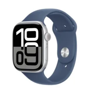 Apple Watch Series 10 GPS 46mm Silver Aluminium Case with Denim Sport Band - S/M