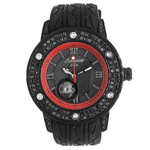 Avianne&Co Mens Black Diamond Steel Roadster Watch