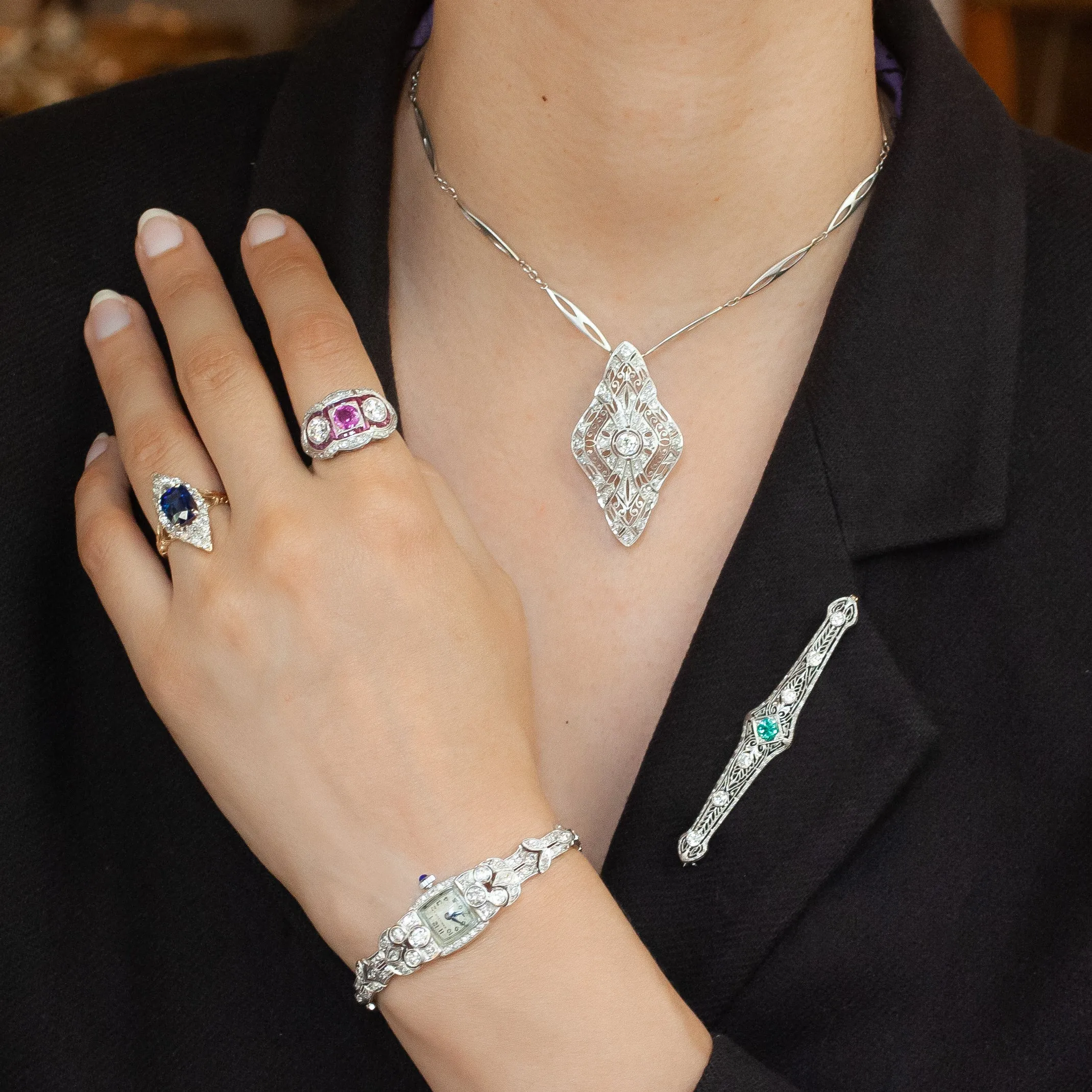 Belle Epoque Diamond Pendant c1890