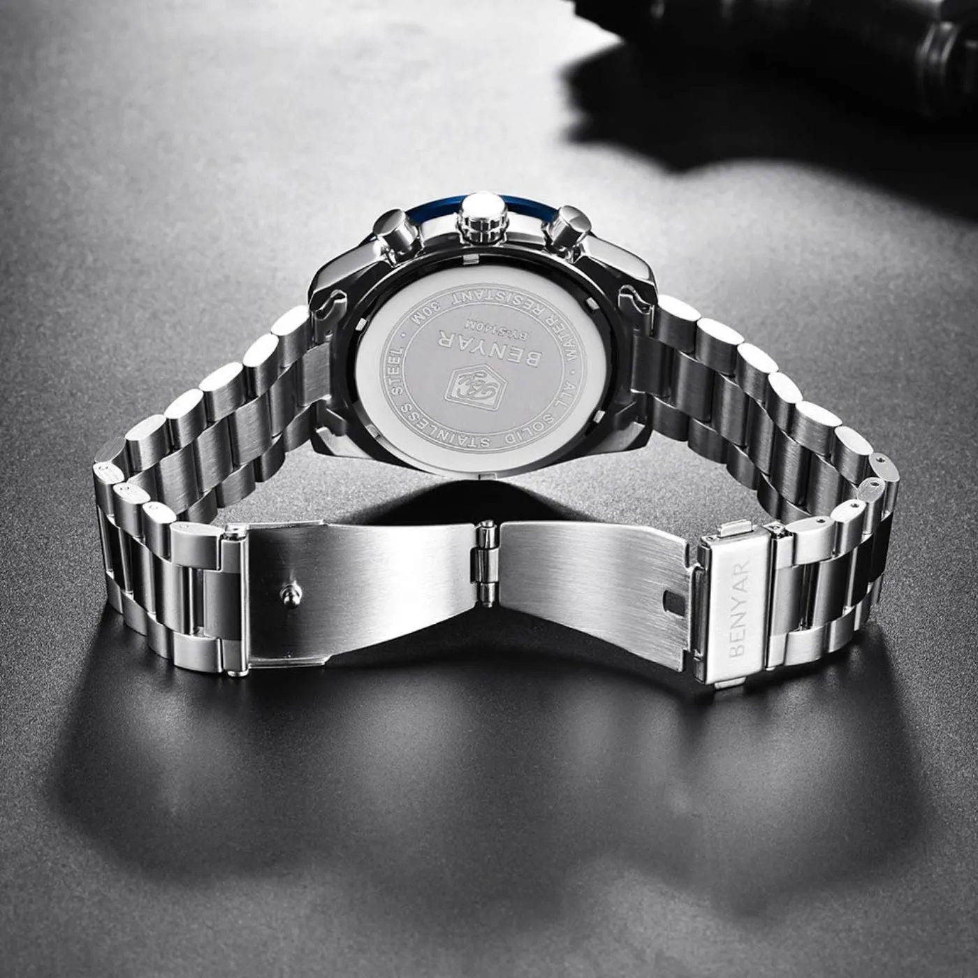 BENYAR Men's Luxury Stainless Steel Party-Wear Chronograph Date Display Watch