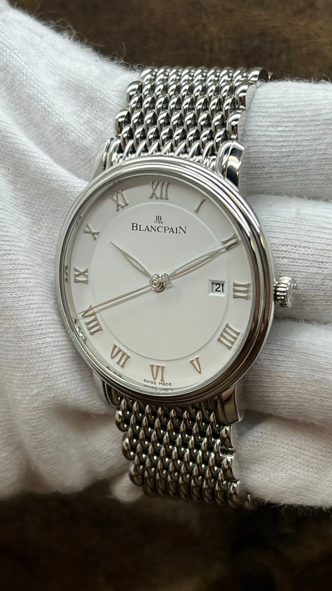 Blancpain Villeret Ultra Slim 40mm 6651-1127-MMB White Roman Dial Automatic Men's Watch