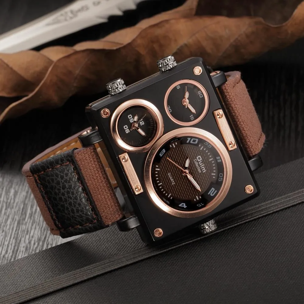Boxy Triple-Time-Zone Watch
