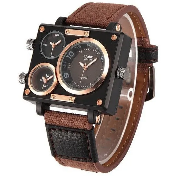 Boxy Triple-Time-Zone Watch
