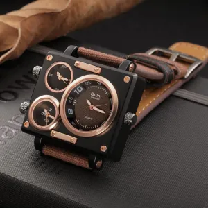 Boxy Triple-Time-Zone Watch