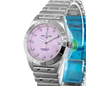 Breitling Chronomat 28mm Stainless Steel Pink Mother of pearl Diamond Dial A72310