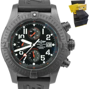 Breitling Super Avenger Black PVD Steel Automatic 48mm Rubber Band Watch M13370