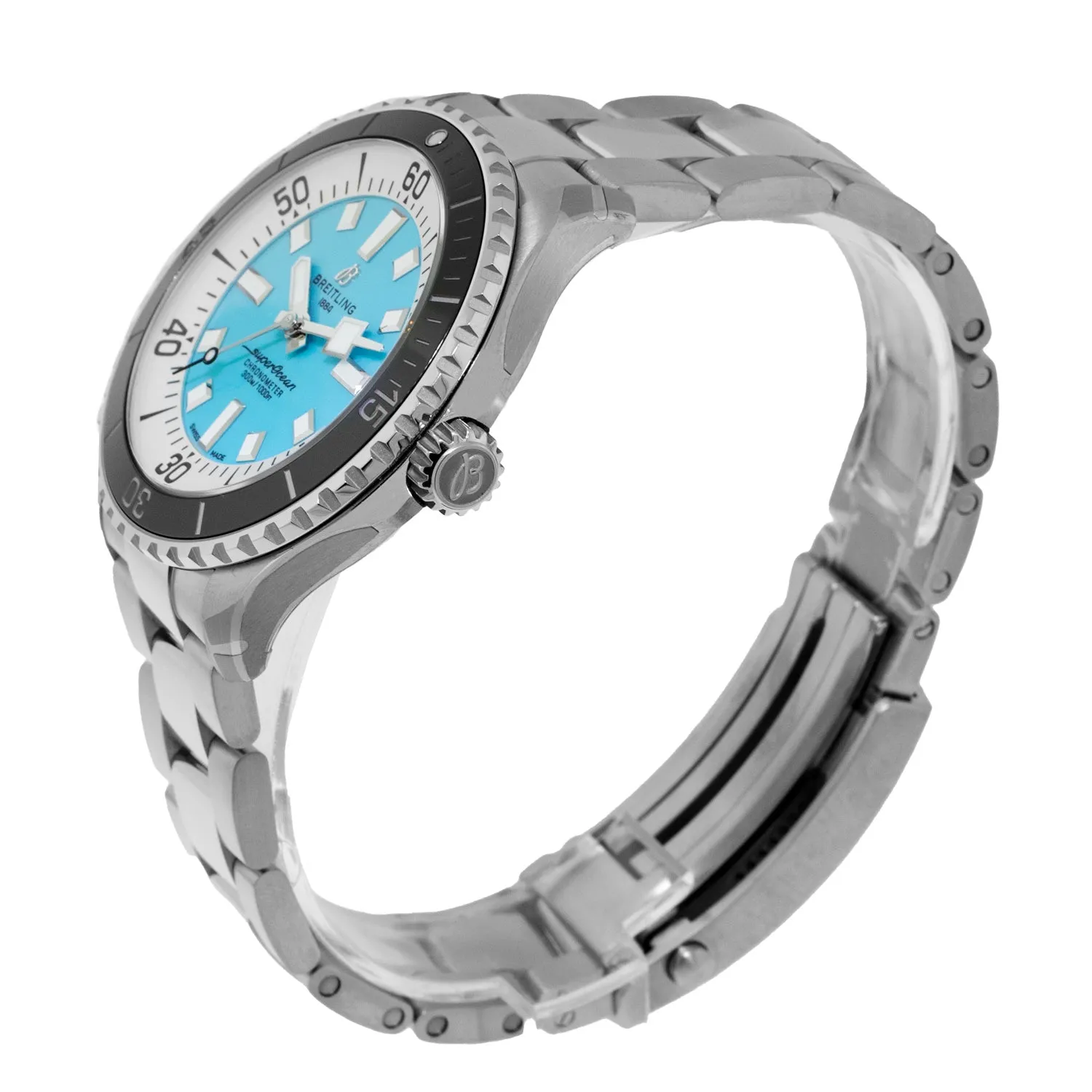 Breitling Superocean 44mm Stainless Steel Blue Index Dial Black Bezel A17376