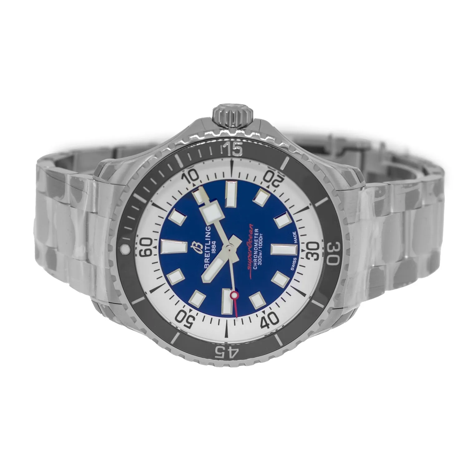 Breitling Superocean 44mm Stainless Steel Blue Index Dial Black Bezel A17376