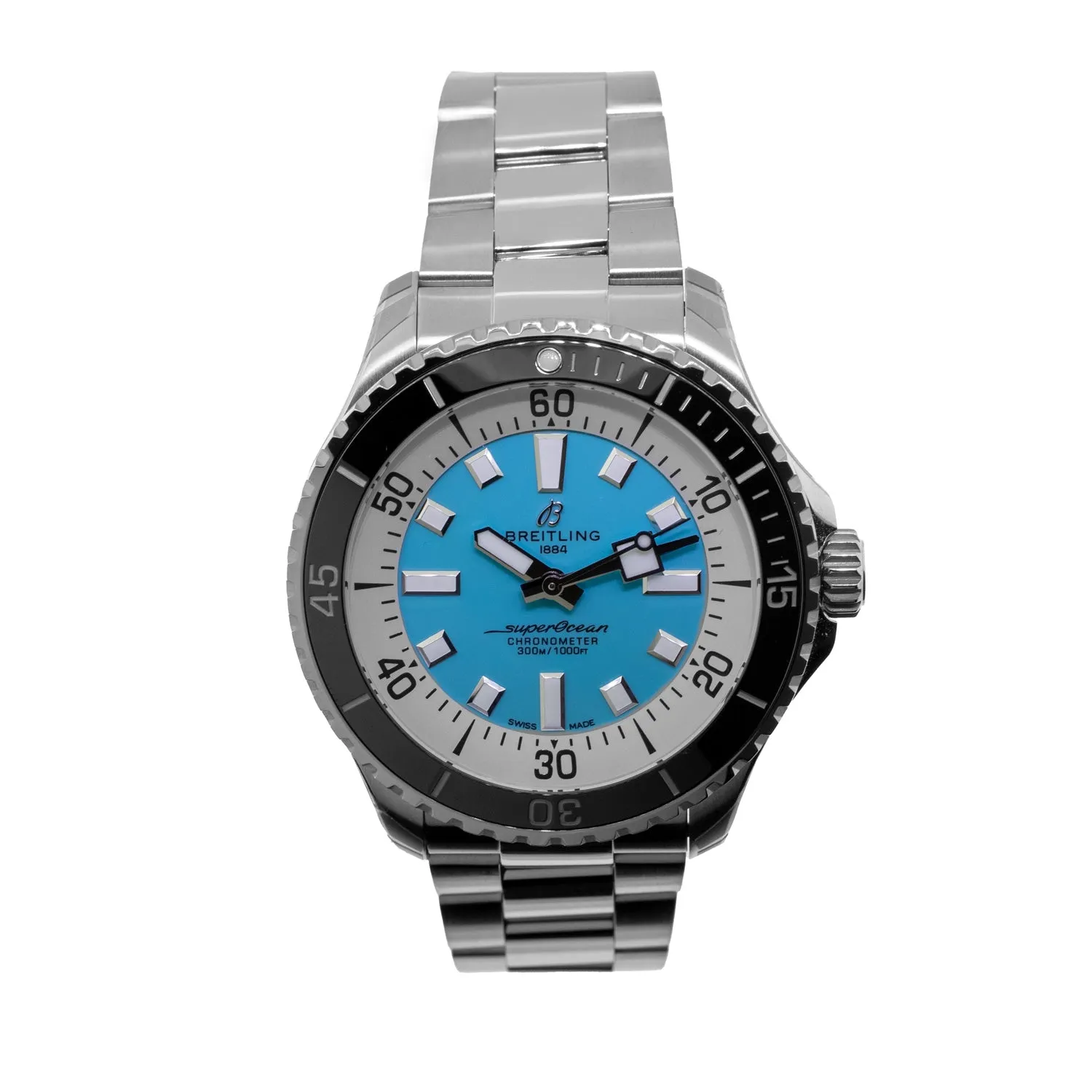 Breitling Superocean 44mm Stainless Steel Blue Index Dial Black Bezel A17376