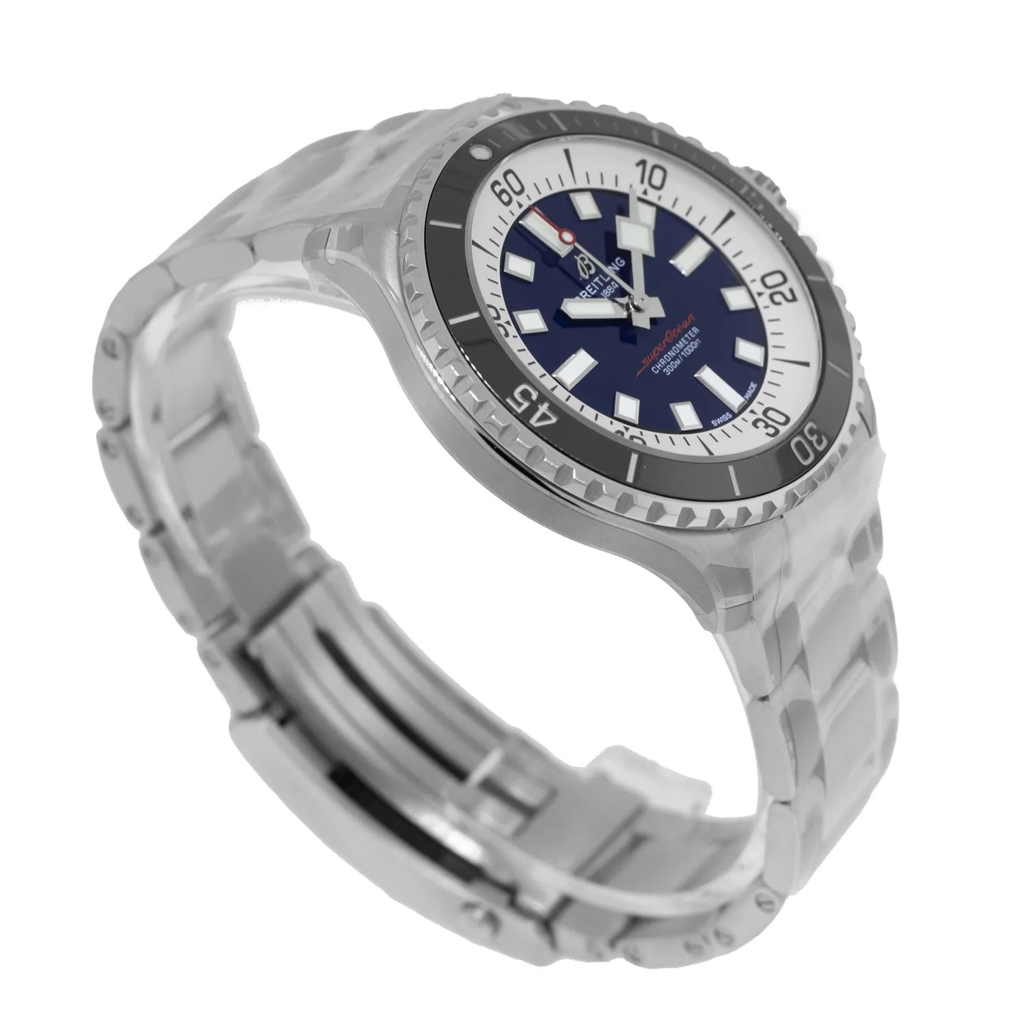 Breitling Superocean 44mm Stainless Steel Blue Index Dial Black Bezel A17376