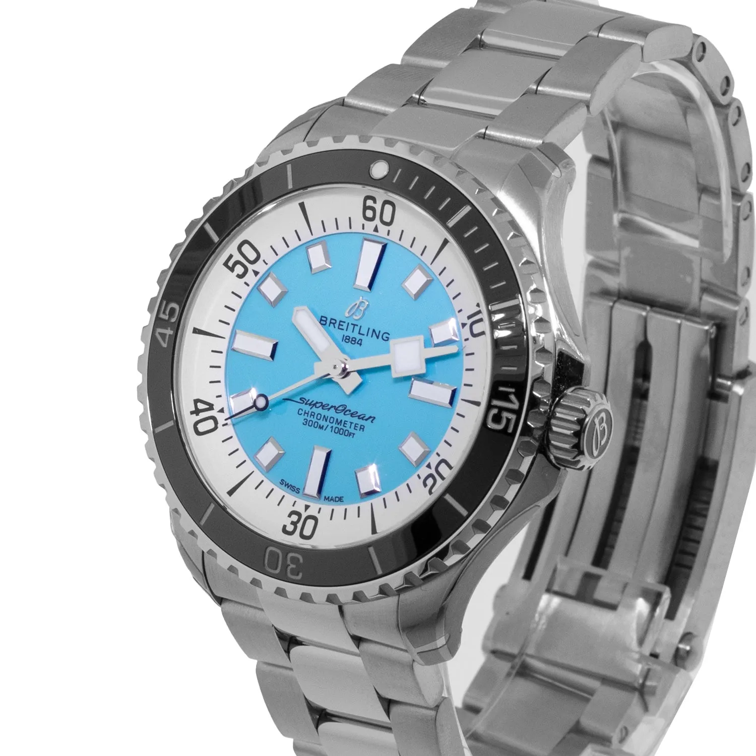 Breitling Superocean 44mm Stainless Steel Blue Index Dial Black Bezel A17376