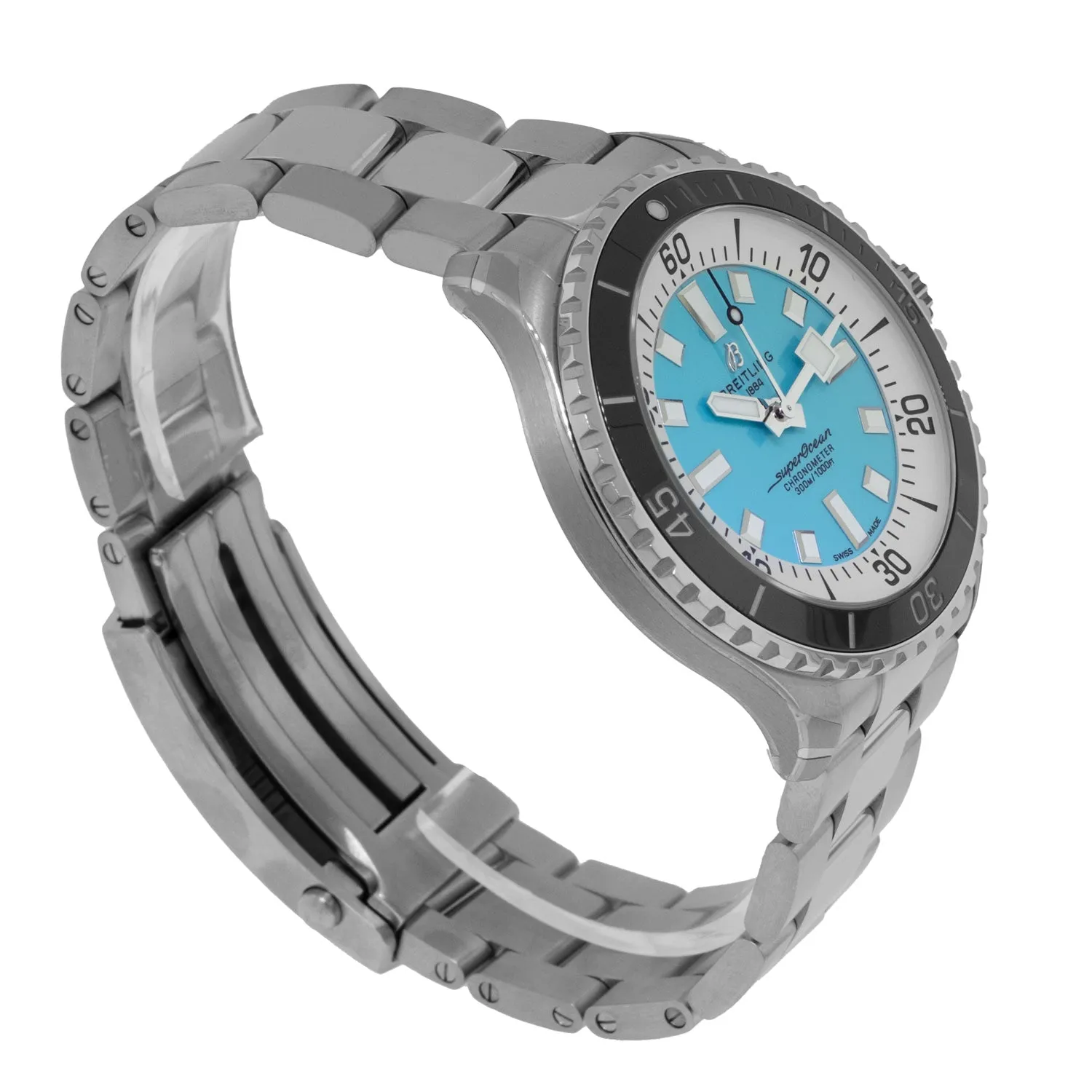 Breitling Superocean 44mm Stainless Steel Blue Index Dial Black Bezel A17376