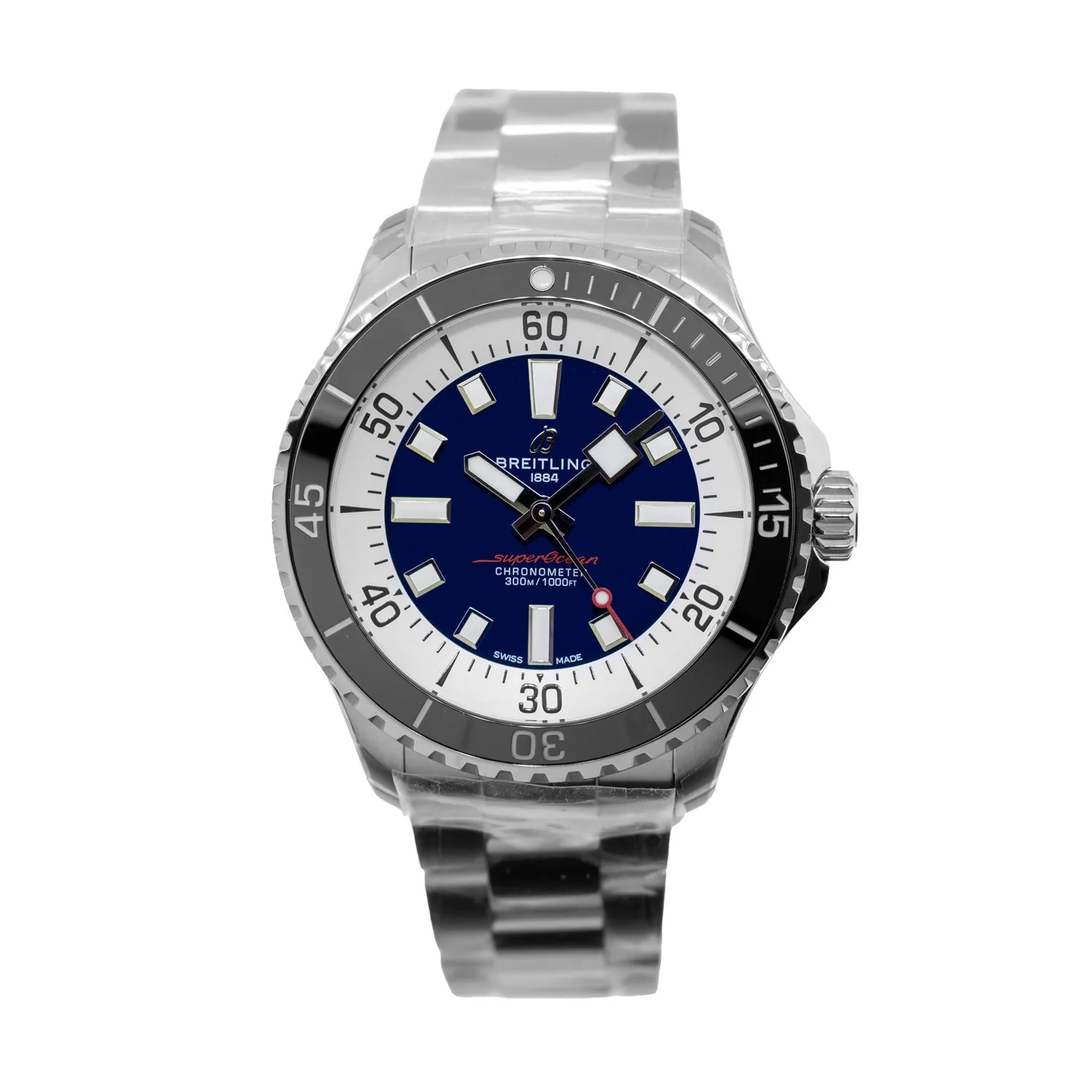 Breitling Superocean 44mm Stainless Steel Blue Index Dial Black Bezel A17376