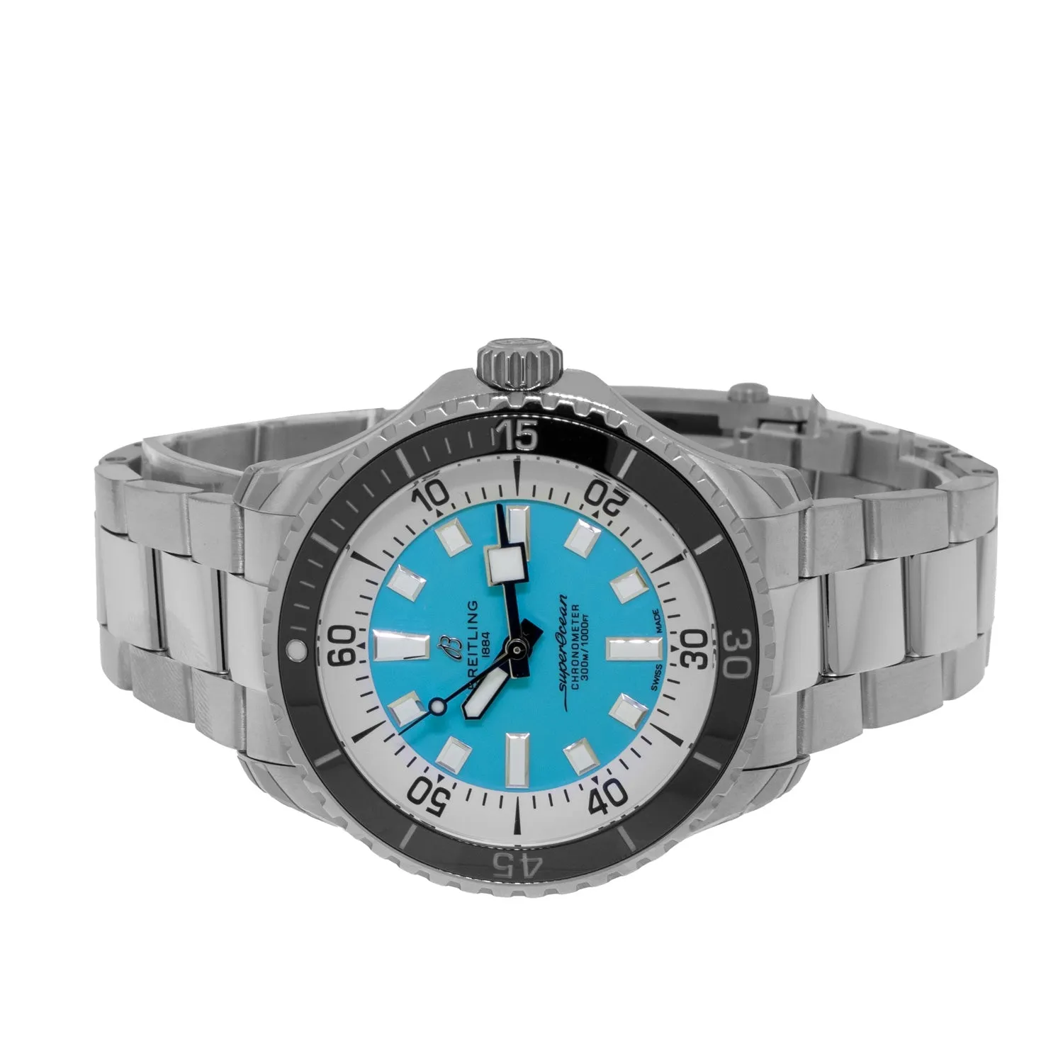 Breitling Superocean 44mm Stainless Steel Blue Index Dial Black Bezel A17376