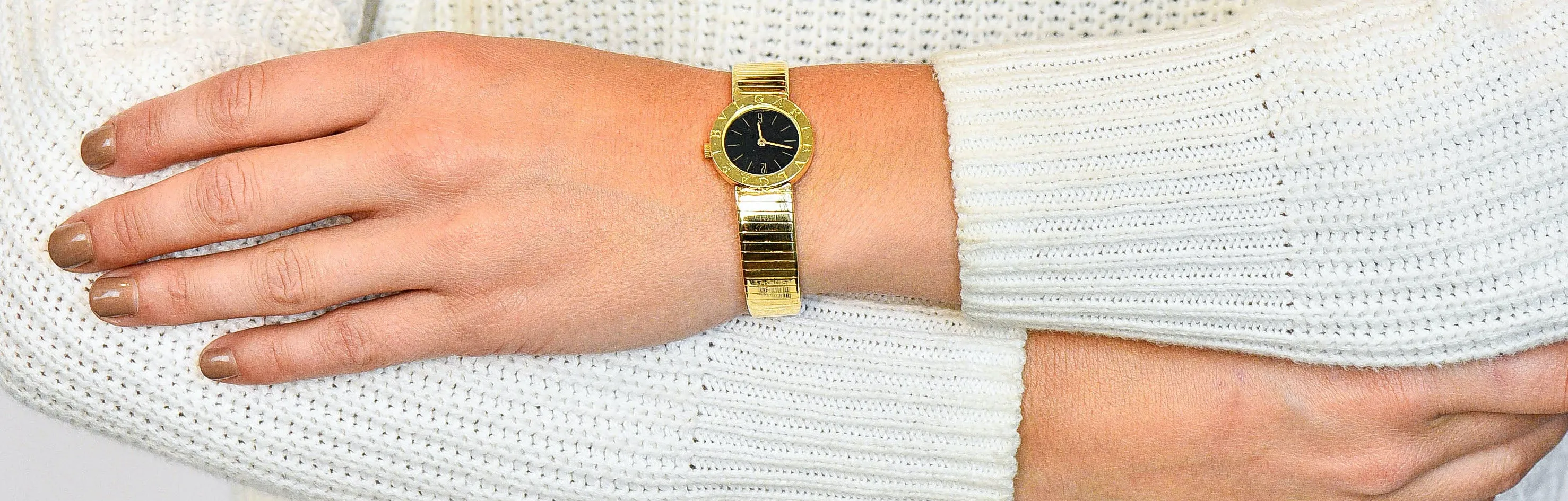 Bulgari 18 Karat Yellow Gold Tubogas Serpenti Flex Band Quartz Wrist Watch