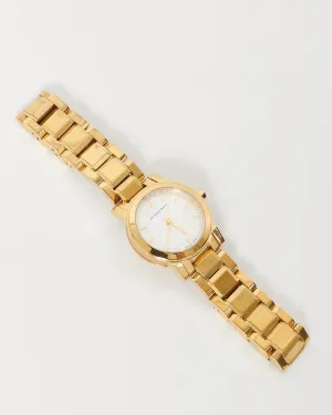 Burberry Gold & White Plaid Dial Watch 26MM Watch