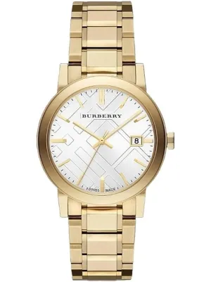 Burberry White Dial Yellow Gold-plated Stainless Steel Unisex Watch BU9003