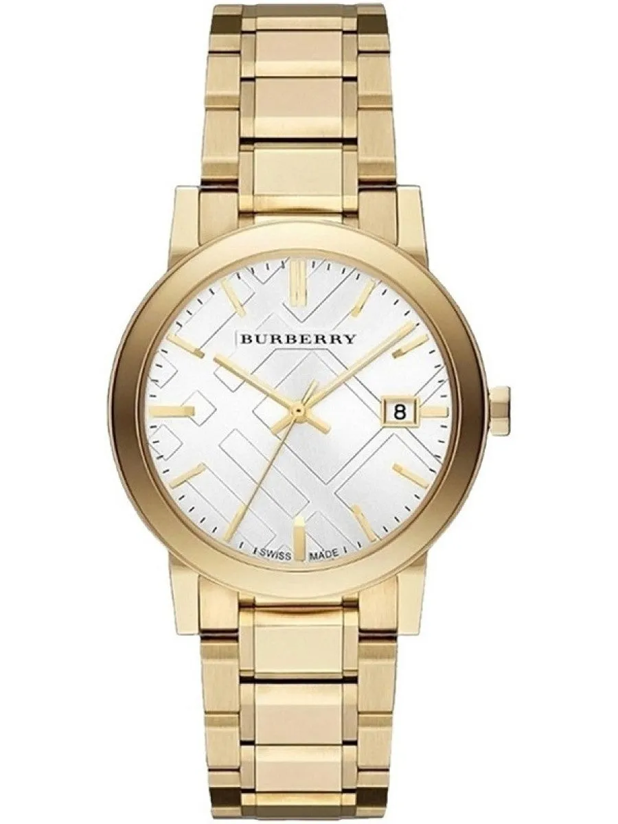 Burberry White Dial Yellow Gold-plated Stainless Steel Unisex Watch BU9003