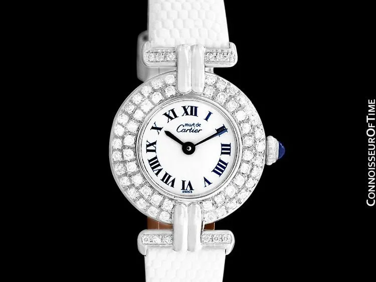 Cartier Colisee Ladies Vendome Vermeil Watch - 18K White Gold over Sterling Silver with Diamonds