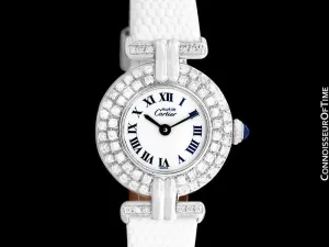 Cartier Colisee Ladies Vendome Vermeil Watch - 18K White Gold over Sterling Silver with Diamonds
