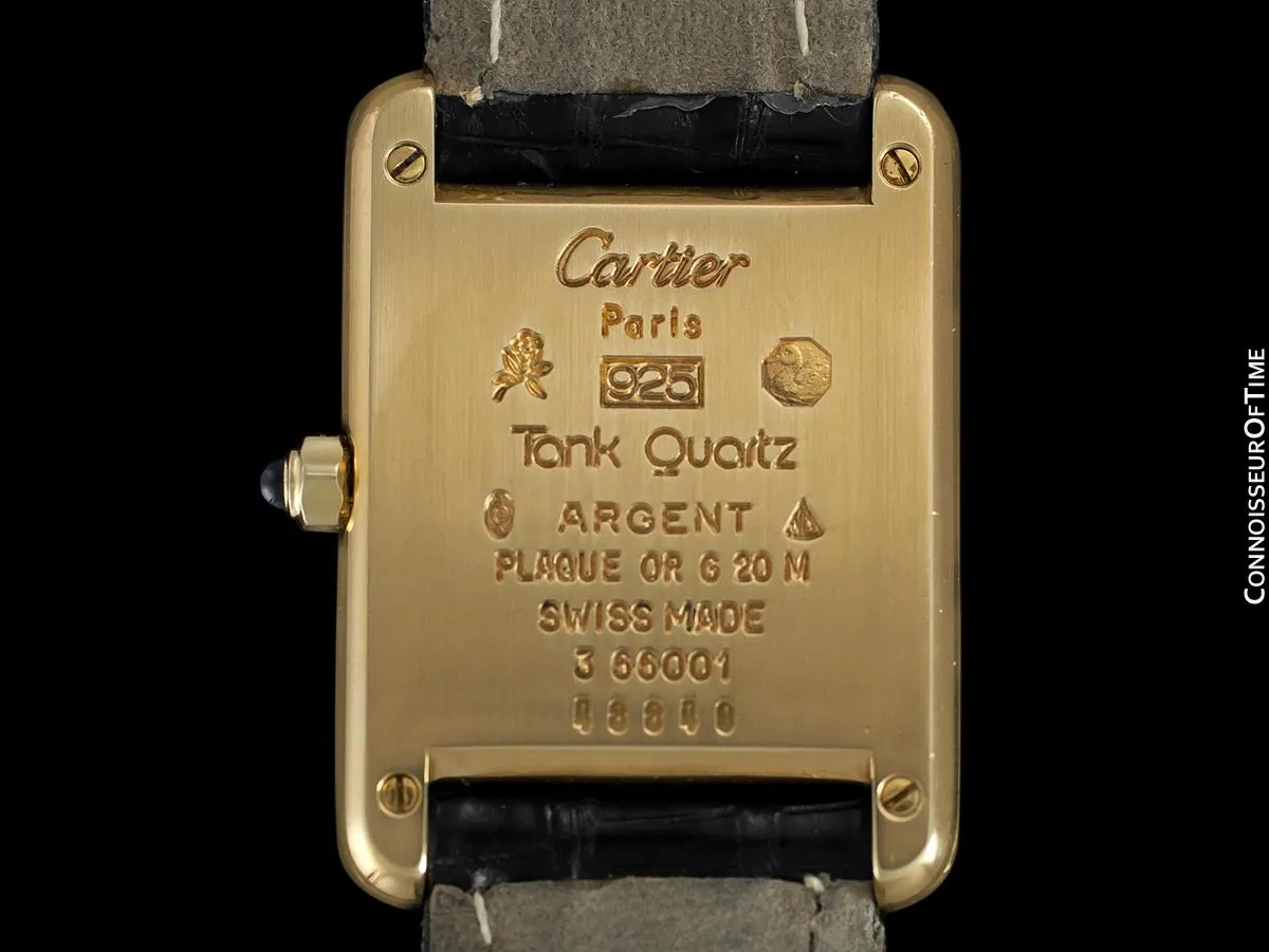 Cartier Ladies Tank Watch - Gold Vermeil, 18K Gold over Sterling Silver with Diamond Style CZ's