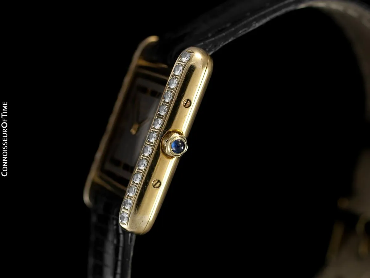 Cartier Ladies Tank Watch - Gold Vermeil, 18K Gold over Sterling Silver with Diamond Style CZ's