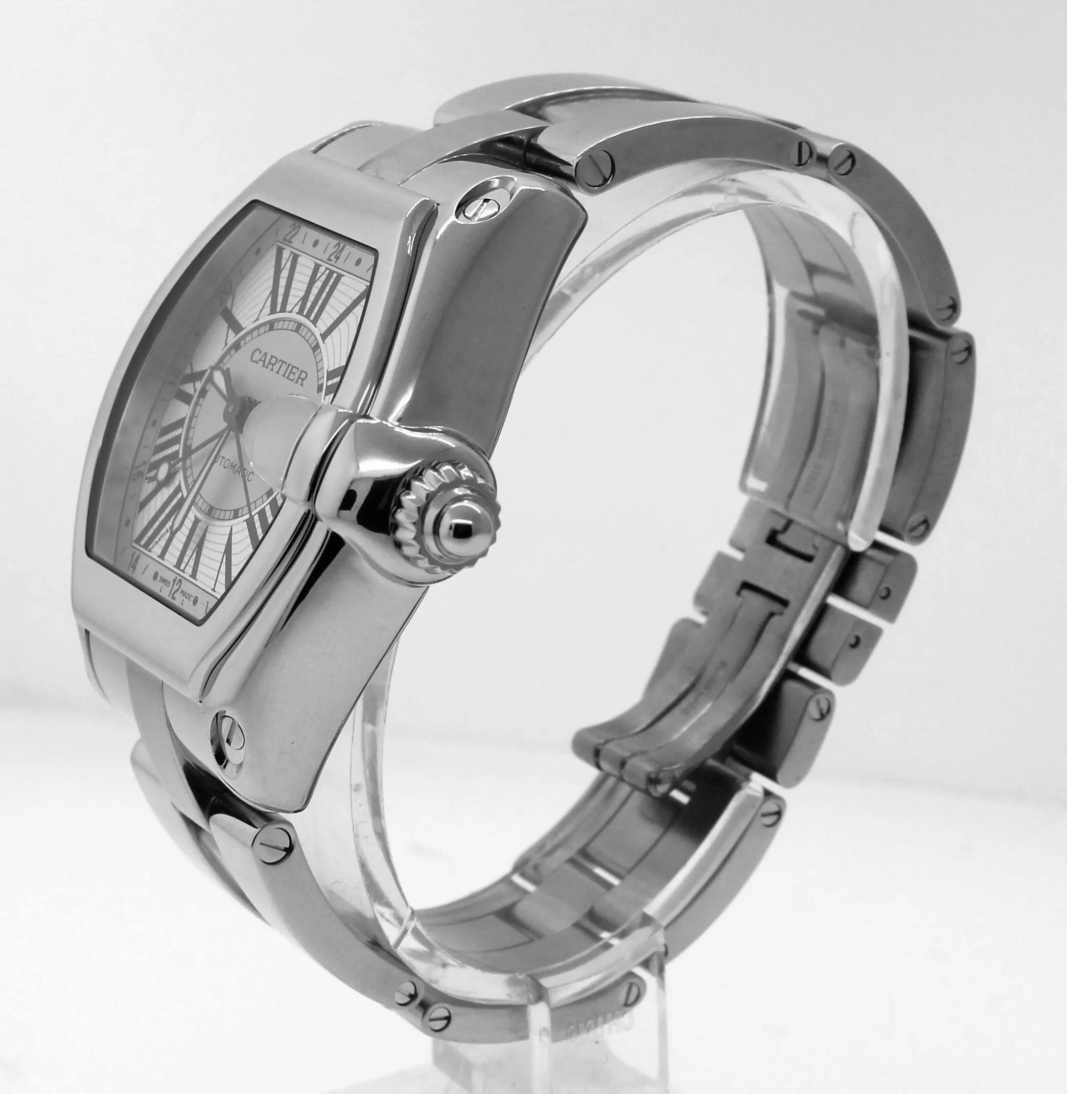 Cartier Roadster XL GMT W62032X6 Silver Roman Automatic Stainless Watch 2722