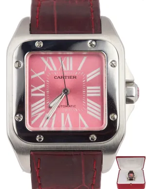 Cartier Santos 100 Midsize 33mm Automatic Stainless Pink Roman Numeral Watch