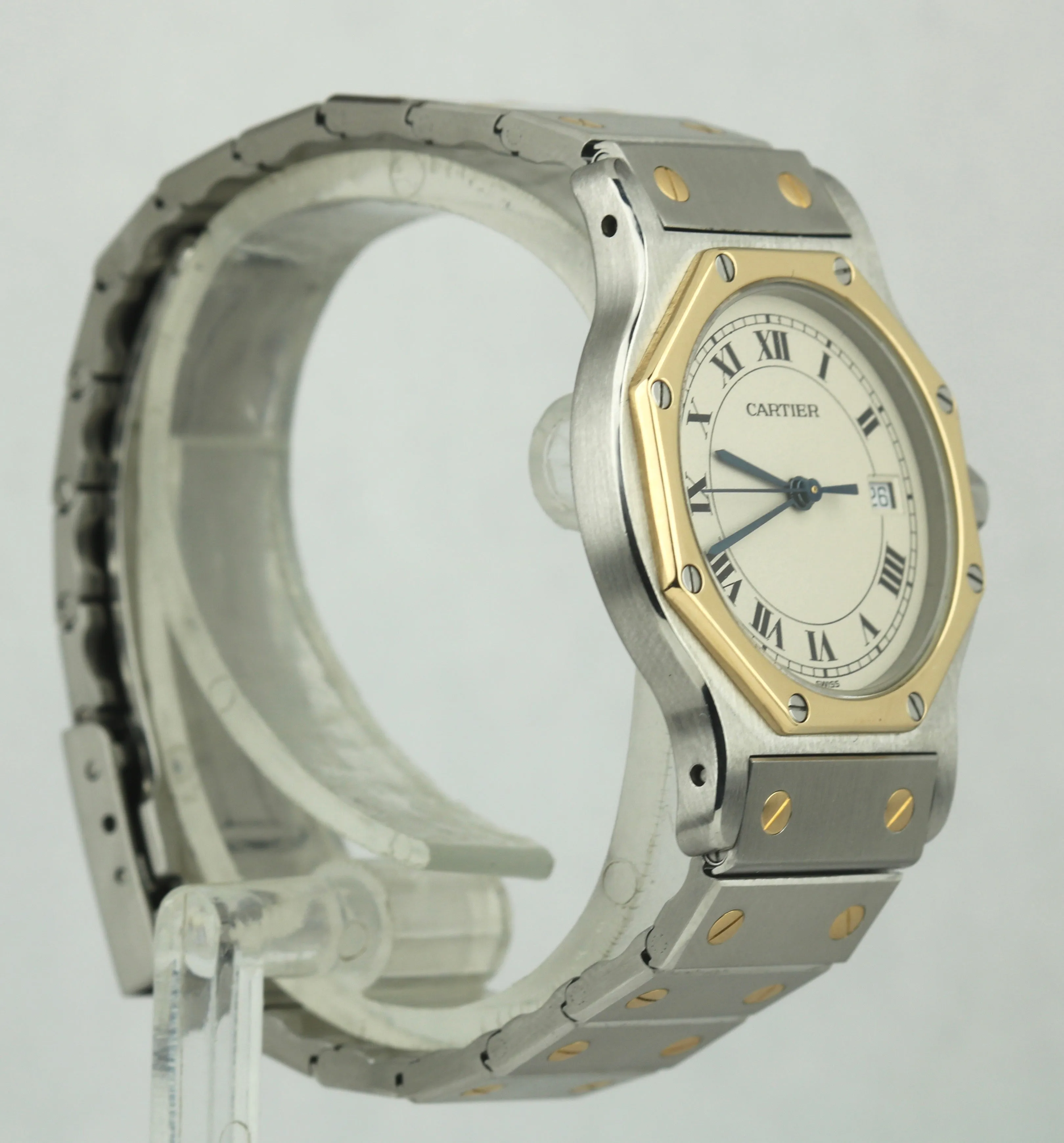 Cartier Santos De-Cartier Two-Tone Steel 18k Gold Date 29mm Quartz Watch 187902