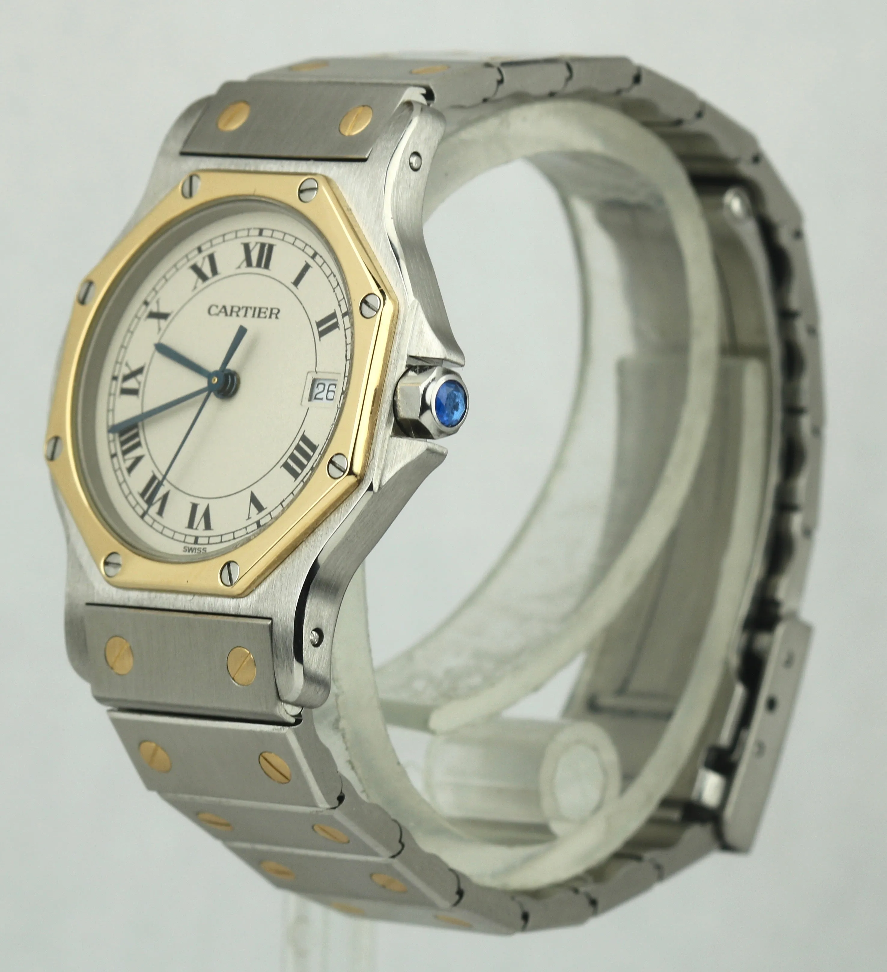 Cartier Santos De-Cartier Two-Tone Steel 18k Gold Date 29mm Quartz Watch 187902