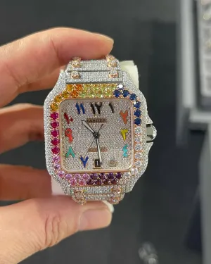 Cartier Santos Moissanite Diamond Watch | Moissanite watch | diamond watch | W 262