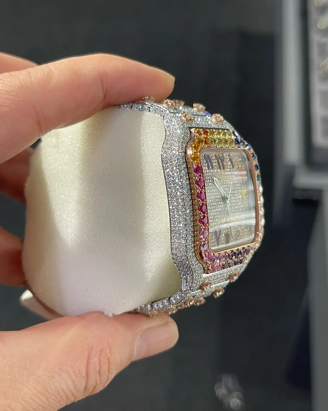 Cartier Santos Moissanite Diamond Watch | Moissanite watch | diamond watch | W 262