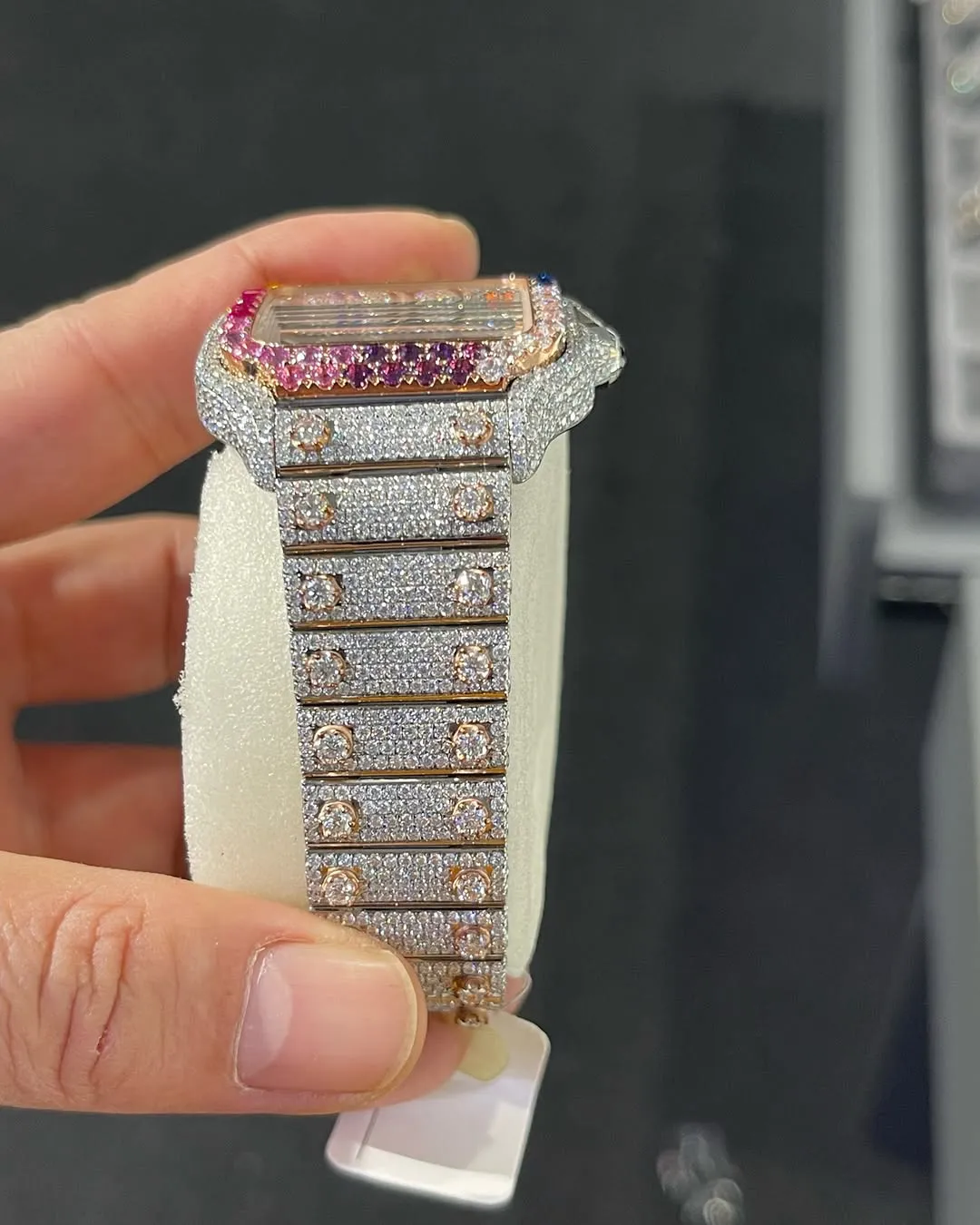 Cartier Santos Moissanite Diamond Watch | Moissanite watch | diamond watch | W 262
