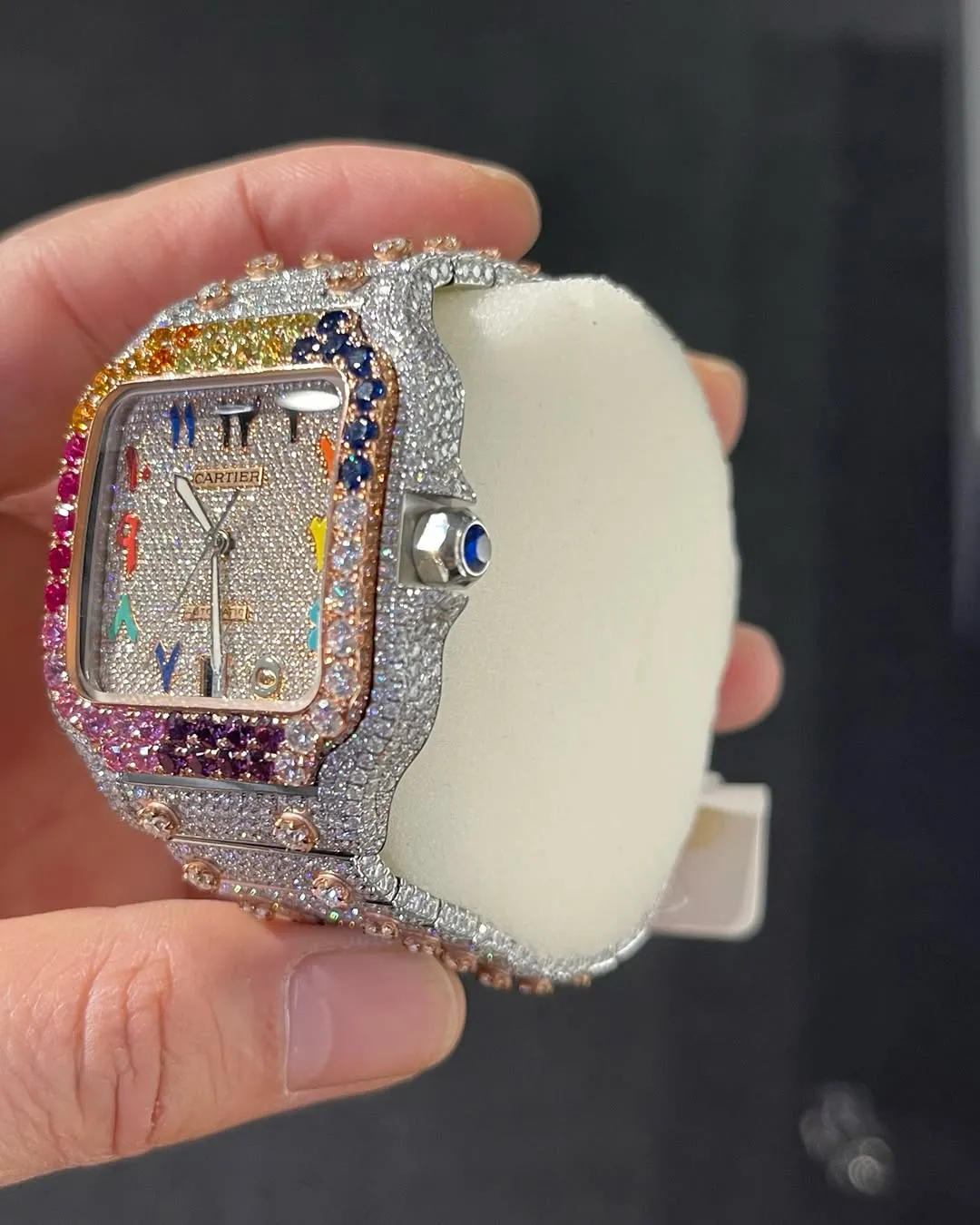 Cartier Santos Moissanite Diamond Watch | Moissanite watch | diamond watch | W 262