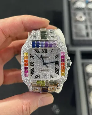 Cartier Santos Moissanite Diamond Watch | Moissanite watch | diamond watch | W 267