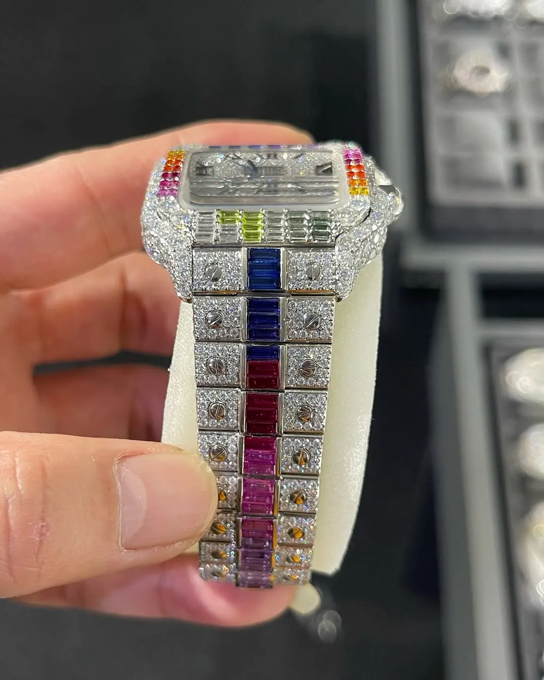 Cartier Santos Moissanite Diamond Watch | Moissanite watch | diamond watch | W 267
