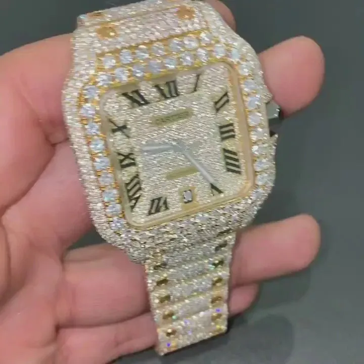Cartier Santos Moissanite Diamond Watch | VVS Diamond Cartier Santos W 113