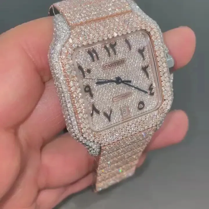 Cartier Santos Moissanite Diamond Watch | vvs moissanite watch W 105