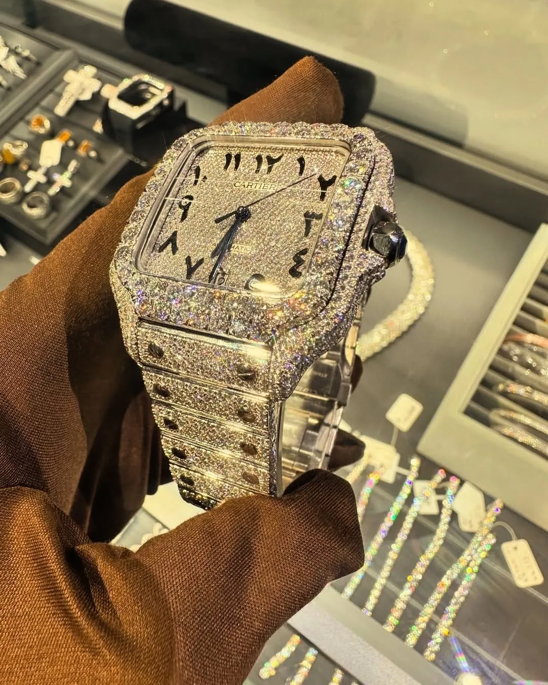 Cartier Santos Moissanite Diamond Watch | vvs moissanite watch W 192
