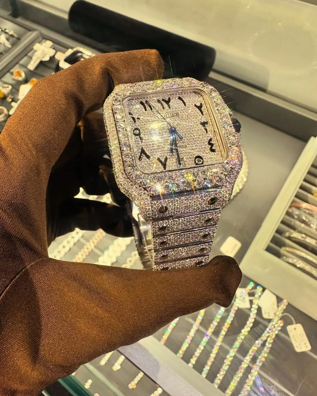 Cartier Santos Moissanite Diamond Watch | vvs moissanite watch W 192
