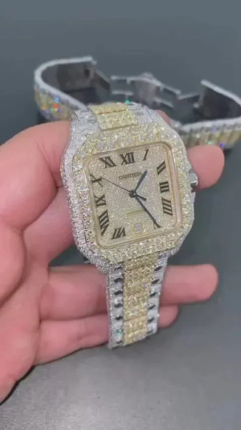 Cartier Santos Moissanite Diamond Watch | vvs moissanite watch W 91