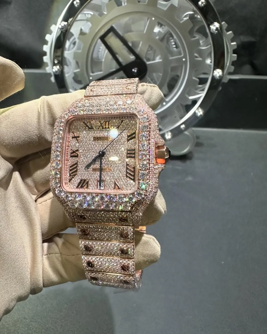 Cartier Santos Moissanite Diamond Watch | W 232