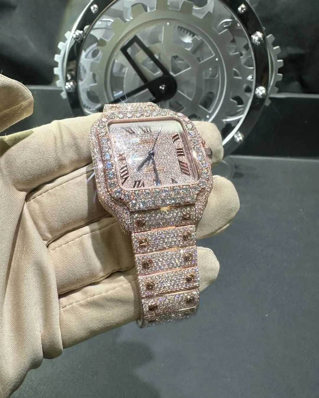 Cartier Santos Moissanite Diamond Watch | W 232